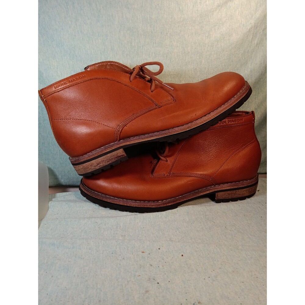 Mark Nason Tan Leather Maple Lace Zipper Boots Mens Size 9.5